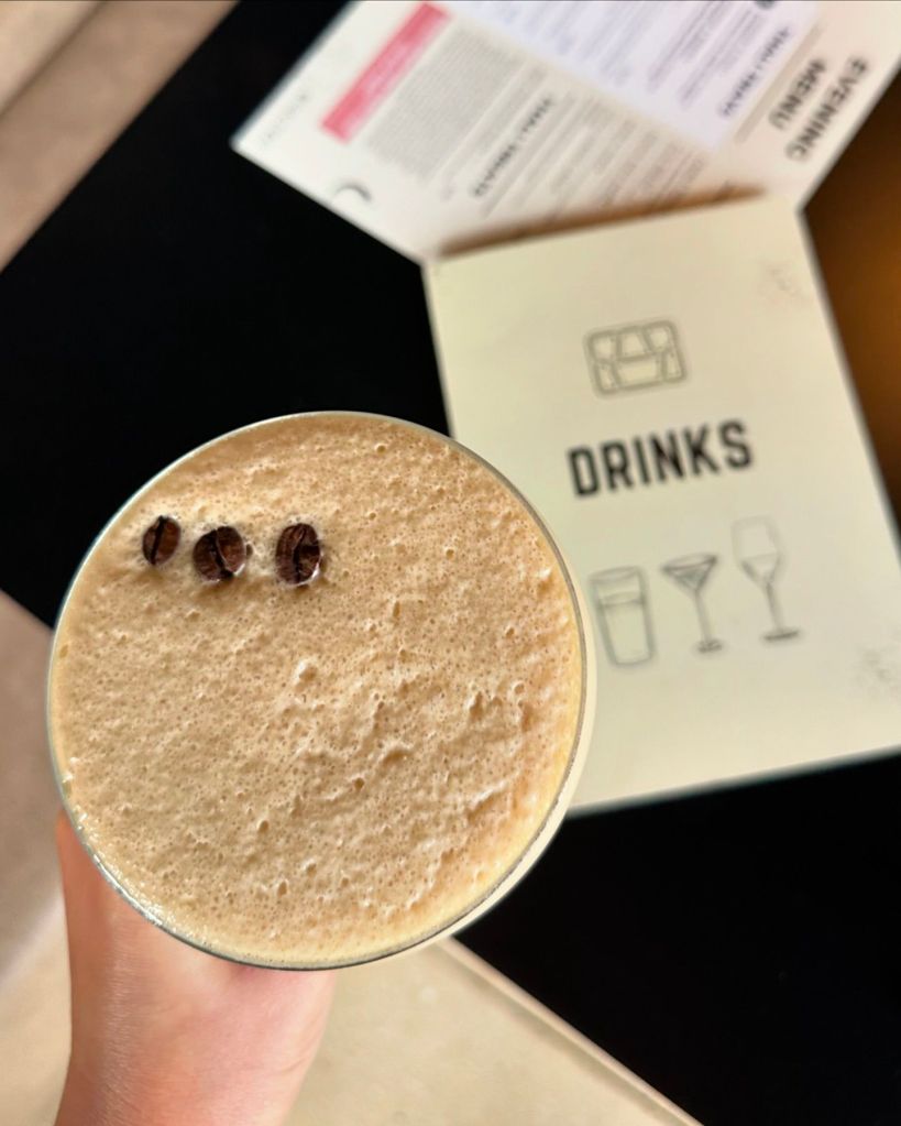 A selection of cocktails at Thali Tray, including espresso martini, Old Friends Margarita, Dirty Chai Martini, and Mango Lassi Clarified Pina Colada