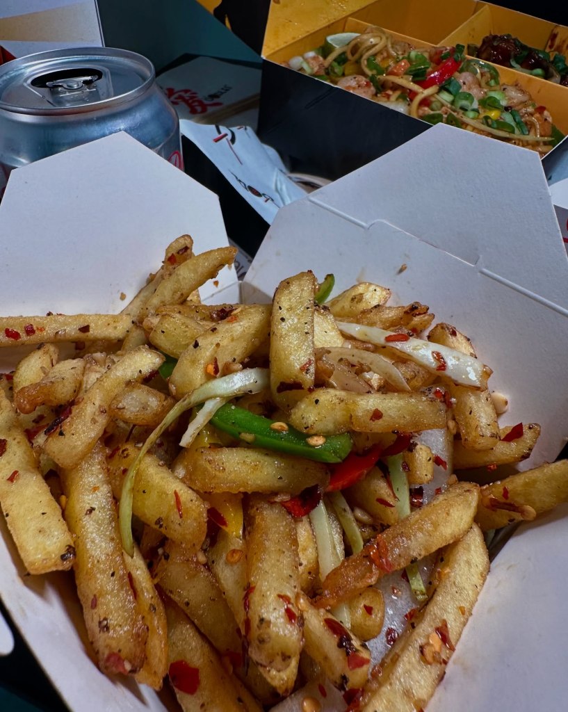 Salt & pepper chips from Oodles Wok, with oriental spices and a crispy texture.