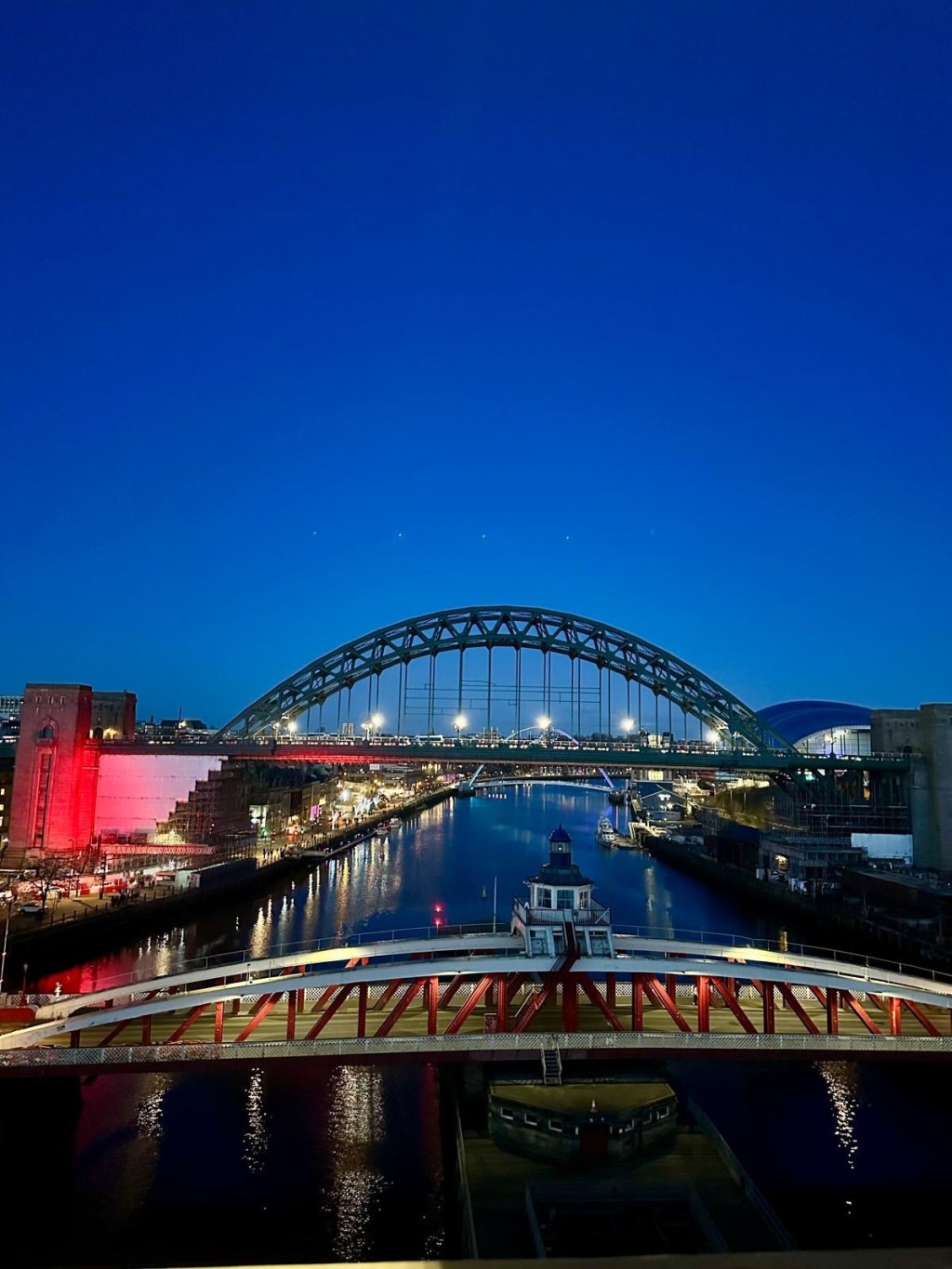 Scenic view of Newcastle city skyline with historic architecture and modern buildings