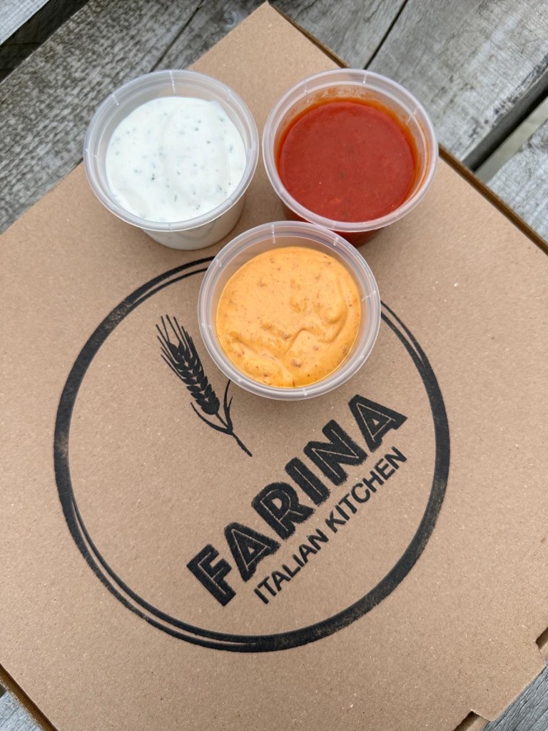 Variety of dips from Farina Italian Kitchen, Newcastle