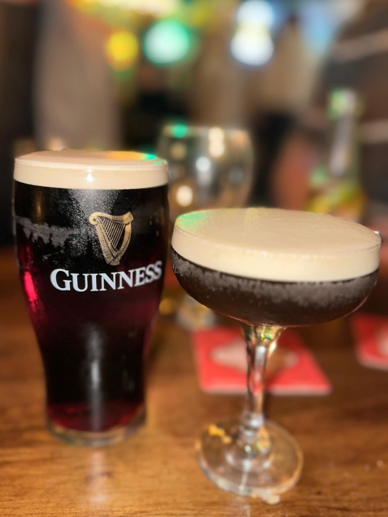 A pint of Guinness alongside a rich and frothy Espresso Martini at Katie O’Brien’s Irish bar in Newcastle.