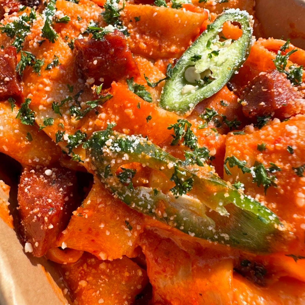 Nduja and chorizo pasta dish from Farina Italian Kitchen, Newcastle