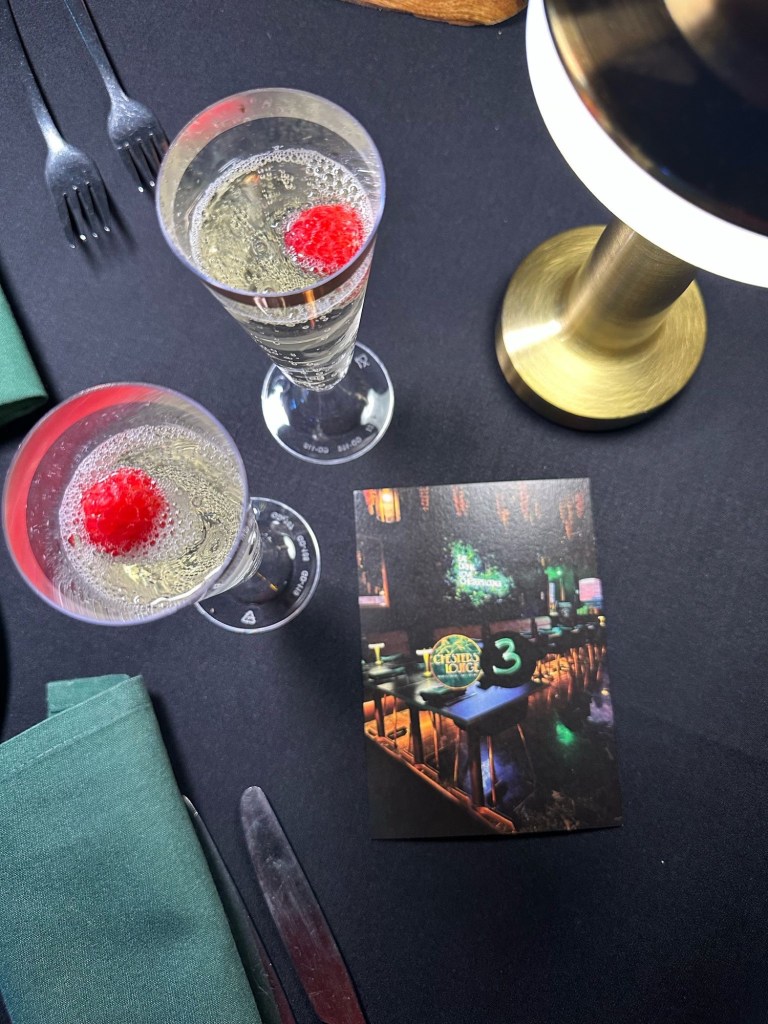 A crisp glass of prosecco at Chester’s Lounge, elegantly served with bubbles rising to the top.