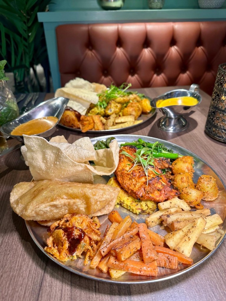 Tandoori spiced chicken and monkfish Sunday roast with Indian-inspired sides at Chakh Dhoom