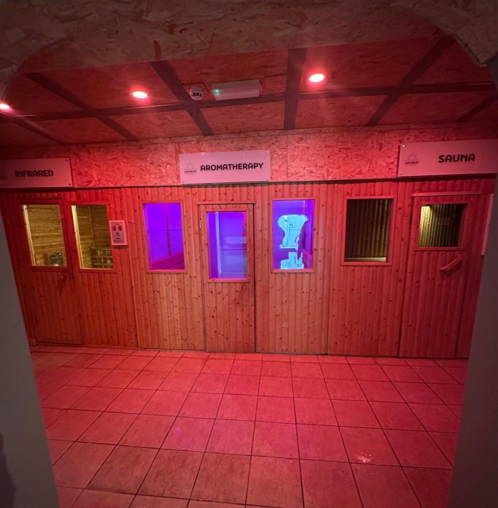 Tranquil sauna and aromatherapy steam room at High Hill Stay spa in Durham countryside.