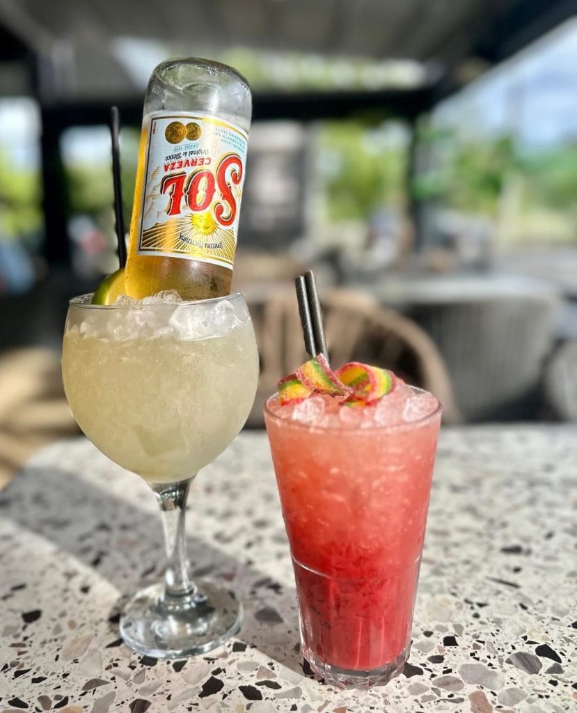 Largarita cocktail with bottle of Sol and Twister One mocktail at River Bar Washington