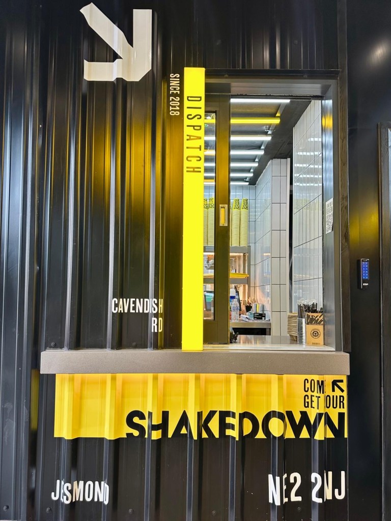 Takeaway serving hatch at Shakedown Jesmond Newcastle