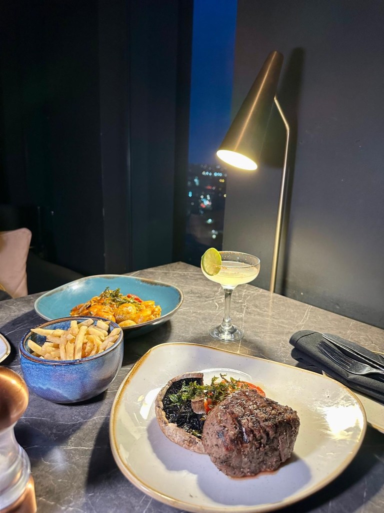 Seafood pasta and centre-cut fillet steak at 3Sixty Newcastle