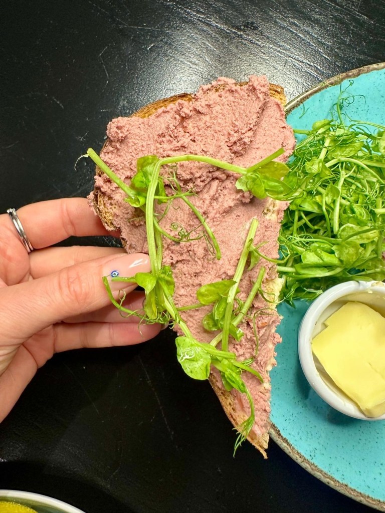 Chicken liver pâté starter with toast and chutney at Abajo Newcastle