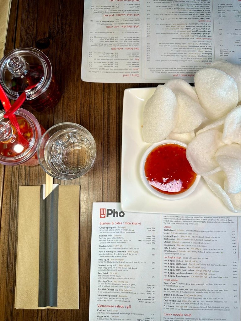 Vietnamese-style prawn crackers with dipping sauce at Pho Newcastle