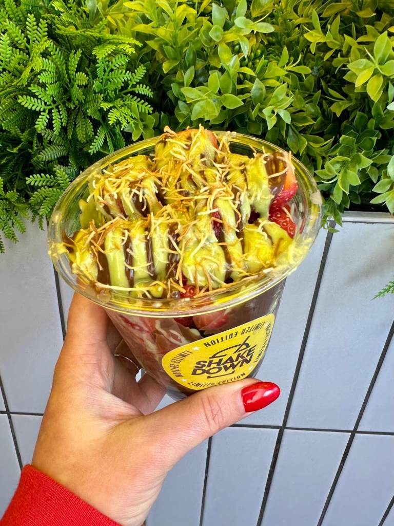 Strawberry and chocolate kunafa dessert at Shakedown Newcastle