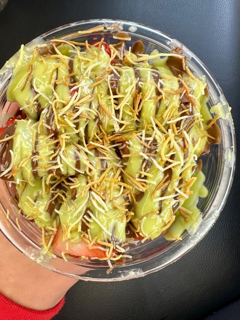 Strawberry and chocolate kunafa dessert at Shakedown Newcastle