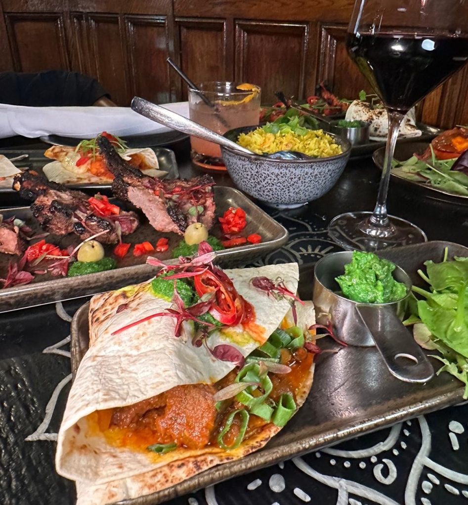 Soft tortilla with spiced chickpea and potato filling at Cilantro Tapas