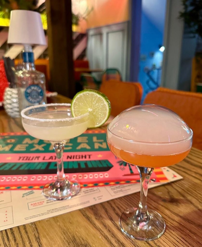 Bubble dome pornstar martini and classic margarita cocktails at Motel Mexicana Newcastle