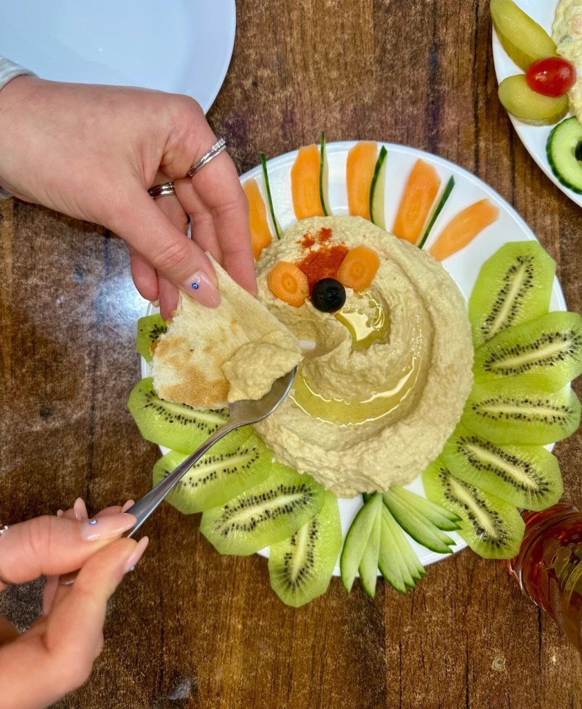 Smooth hummus starter at Rose Restaurant Newcastle