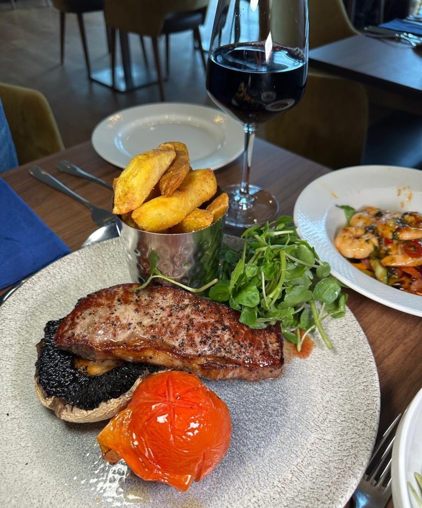 Steak and chips dinner at Jozef’s Restaurant inside Radisson Blu Durham
