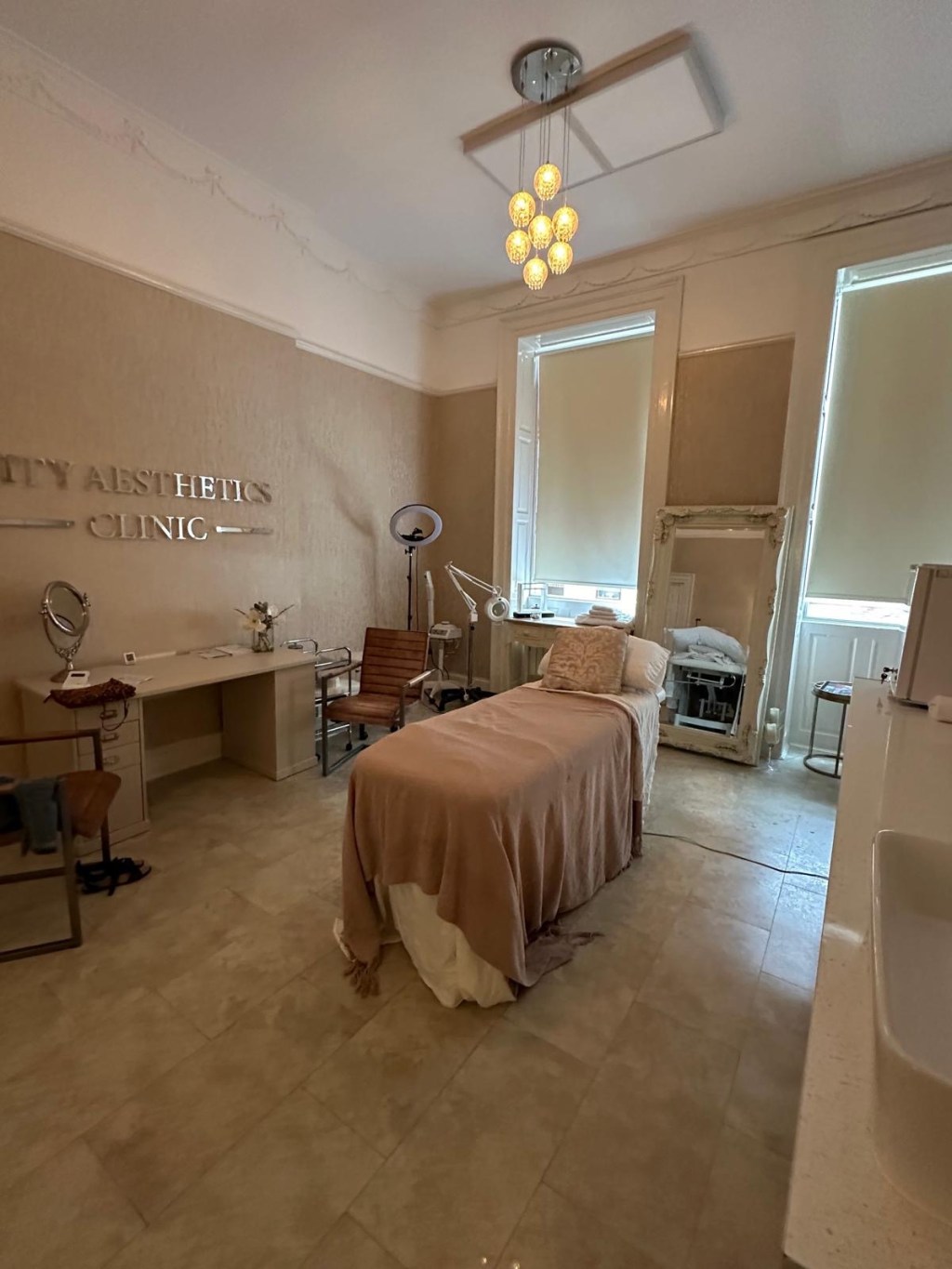 Massage treatment room at City Aesthetics Clinic Newcastle