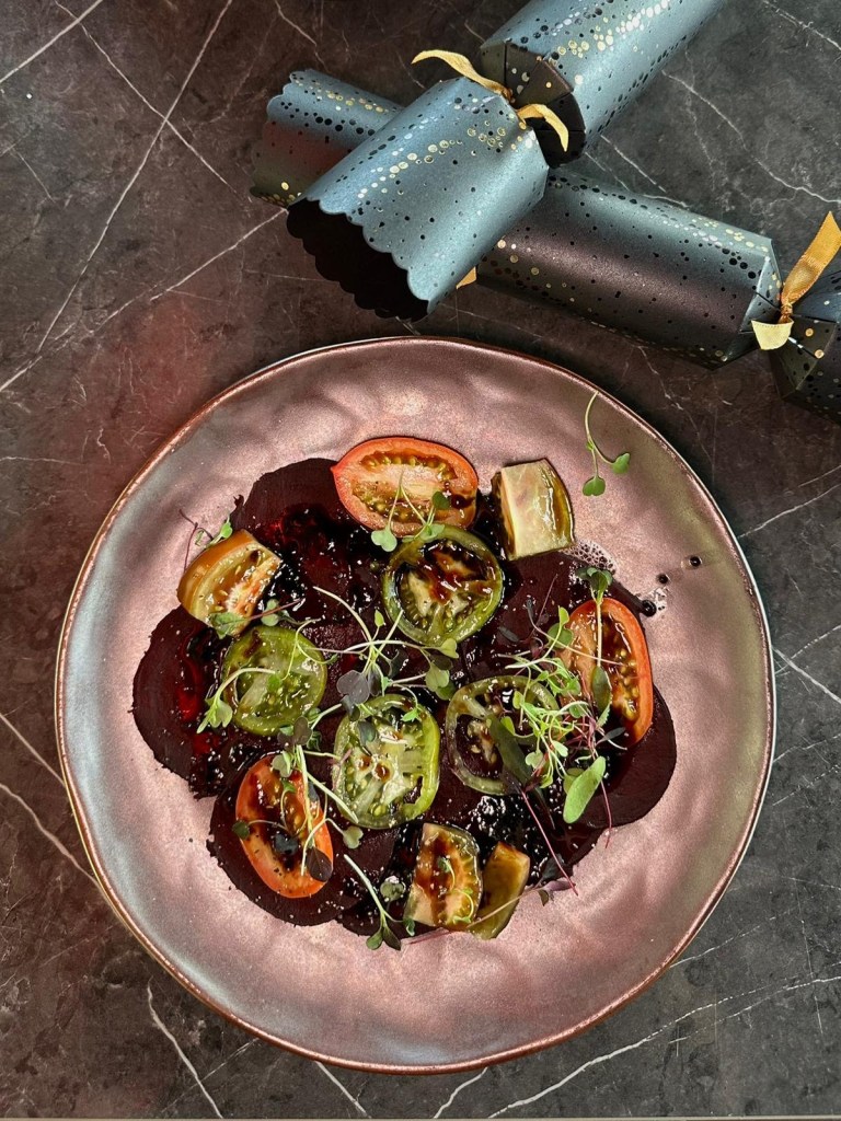 Beetroot carpaccio appetiser from 3Sixty Newcastle festive menu.