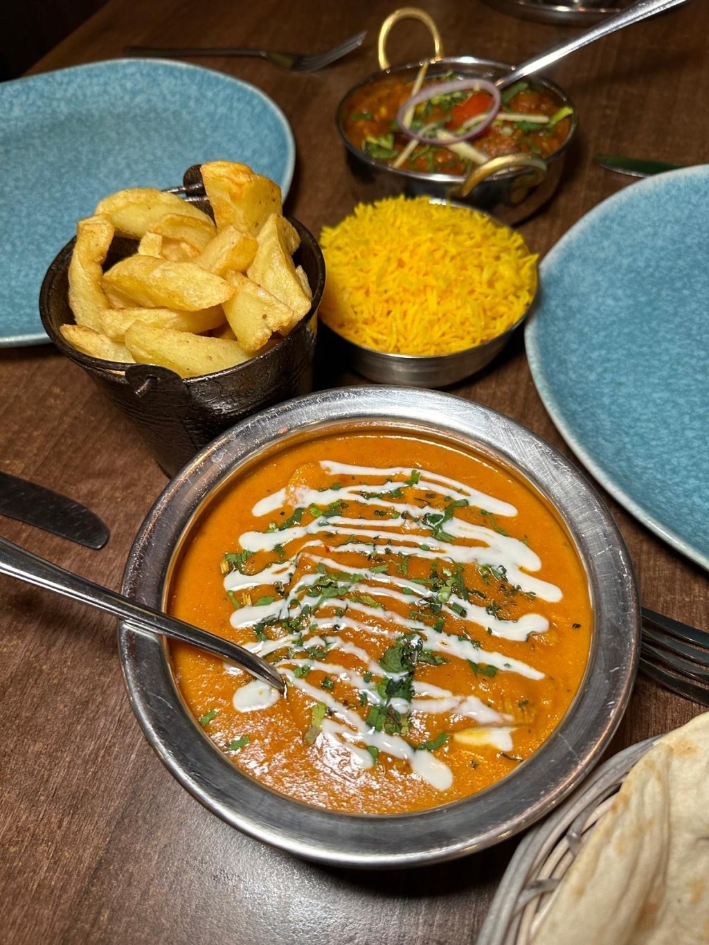 Chicken tikka masala at Babaji Sunderland with rich tomato curry sauce.