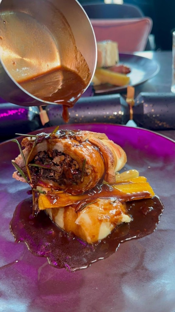 Vegetarian Portobello wellington with pecan stuffing at 3Sixty