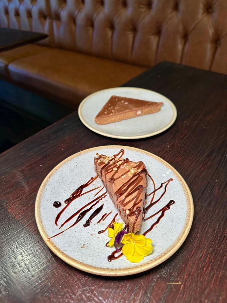 Nutella cheesecake and Chocolate Malteser slice desserts at Olive Kitchen Newcastle.