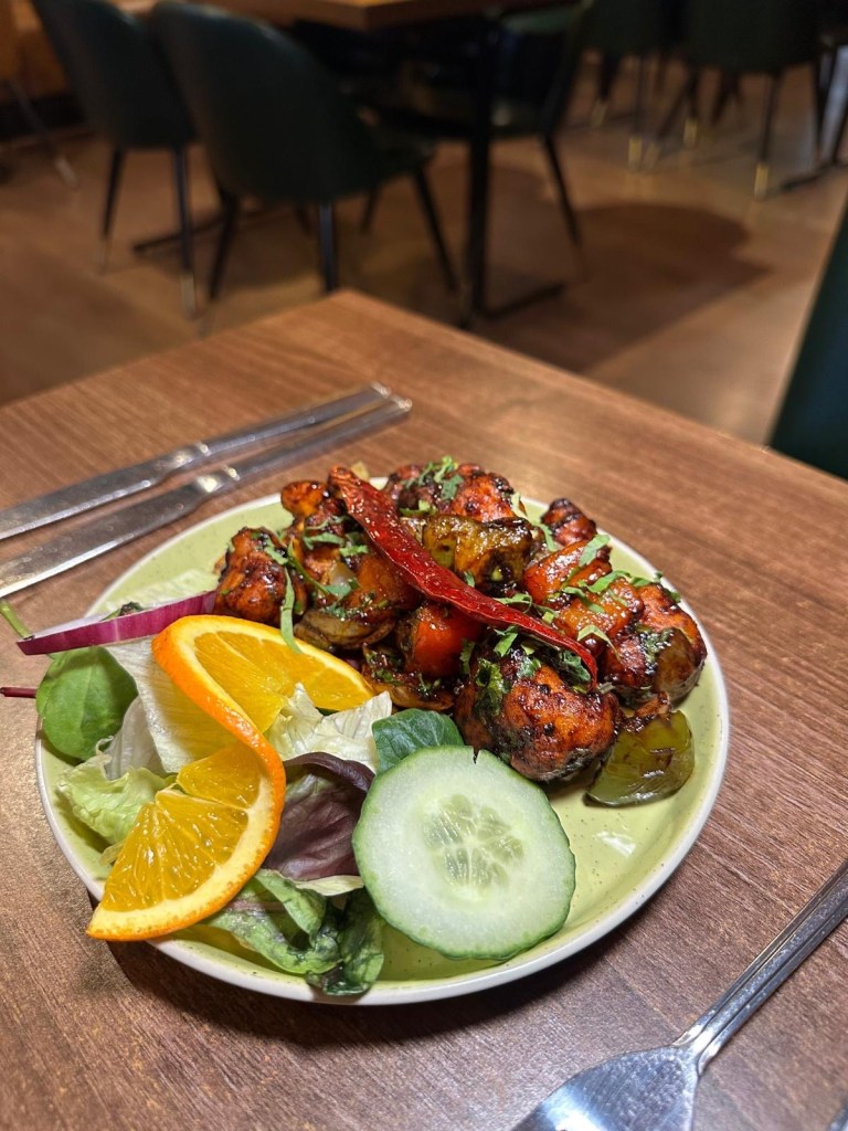 Gobi Manchurian at Babaji Sunderland with cauliflower in hot and sour sauce.