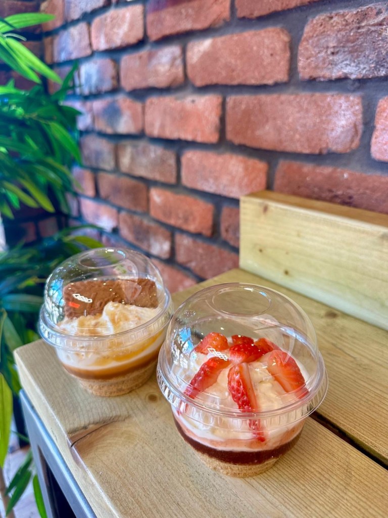 Biscoff and strawberry cheesecake desserts from Friez&Burgz Newcastle.