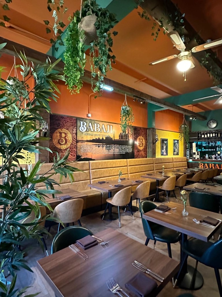 Interior of Babaji Sunderland with authentic Indian restaurant decor and welcoming dining atmosphere.