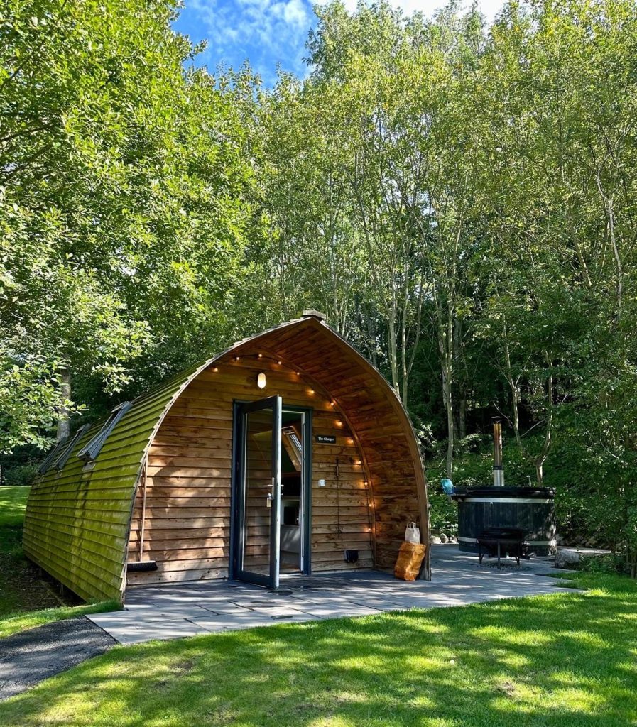 Hewn Yorkshire log cabin in woodland setting, The Foxwood.