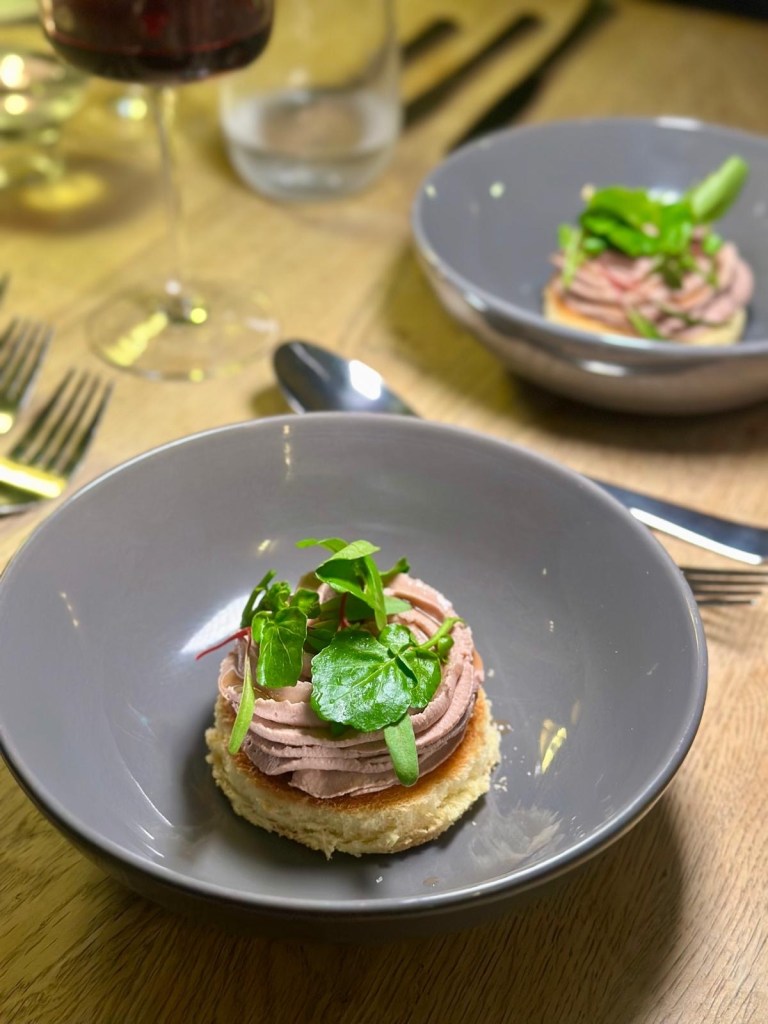 Smooth chicken liver parfait with Madeira glaze and toasted brioche