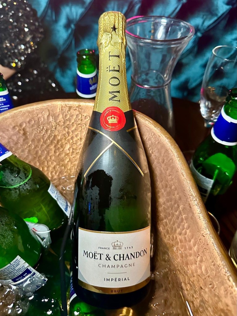 Bottle of Moët & Chandon Champagne chilled in an ice bucket at Manahatta Newcastle.