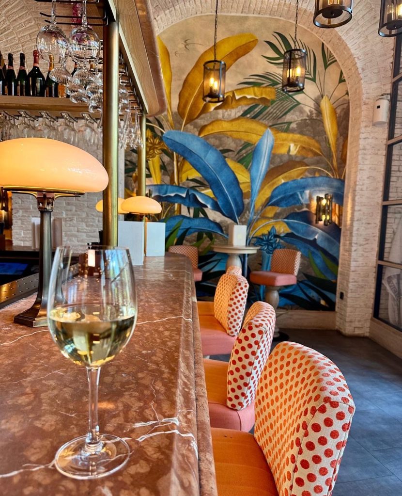 Wine glasses on a table at Victors Newcastle Quayside