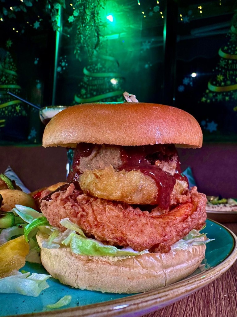 Festive chicken burger at Scott and Wilson Noodle Bar North Shields