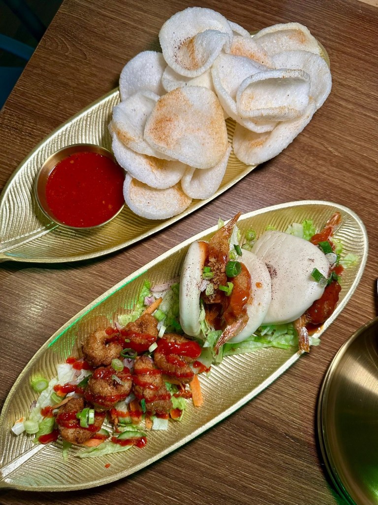 BBQ chicken wings, buffalo cauliflower and prawn crackers at Scott and Wilson Noodle Bar North Shields
