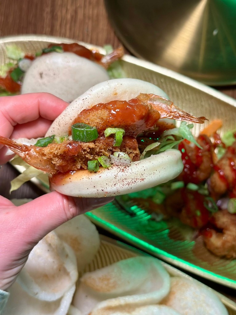 Bao buns filled with sweet and sour prawns at Scott and Wilson North Shields