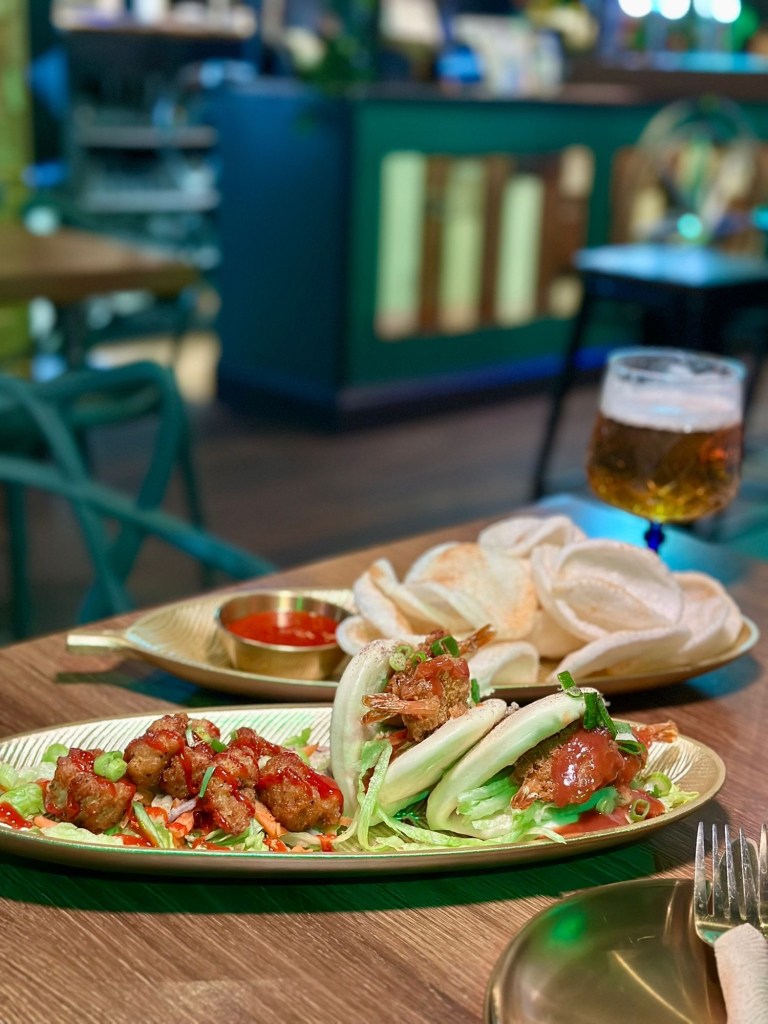 BBQ chicken wings, buffalo cauliflower and prawn crackers at Scott and Wilson Noodle Bar North Shields