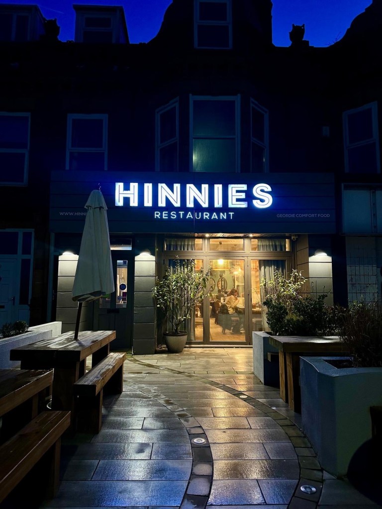 Exterior of Hinnies restaurant on East Parade in Whitley Bay near the seafront