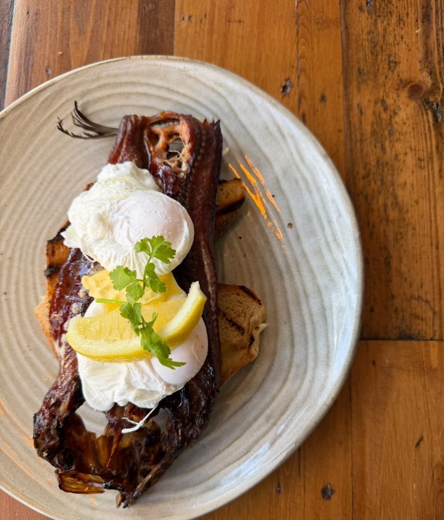 Craster kipper with poached eggs on toasted sourdough at The Queen's Head Cullercoats