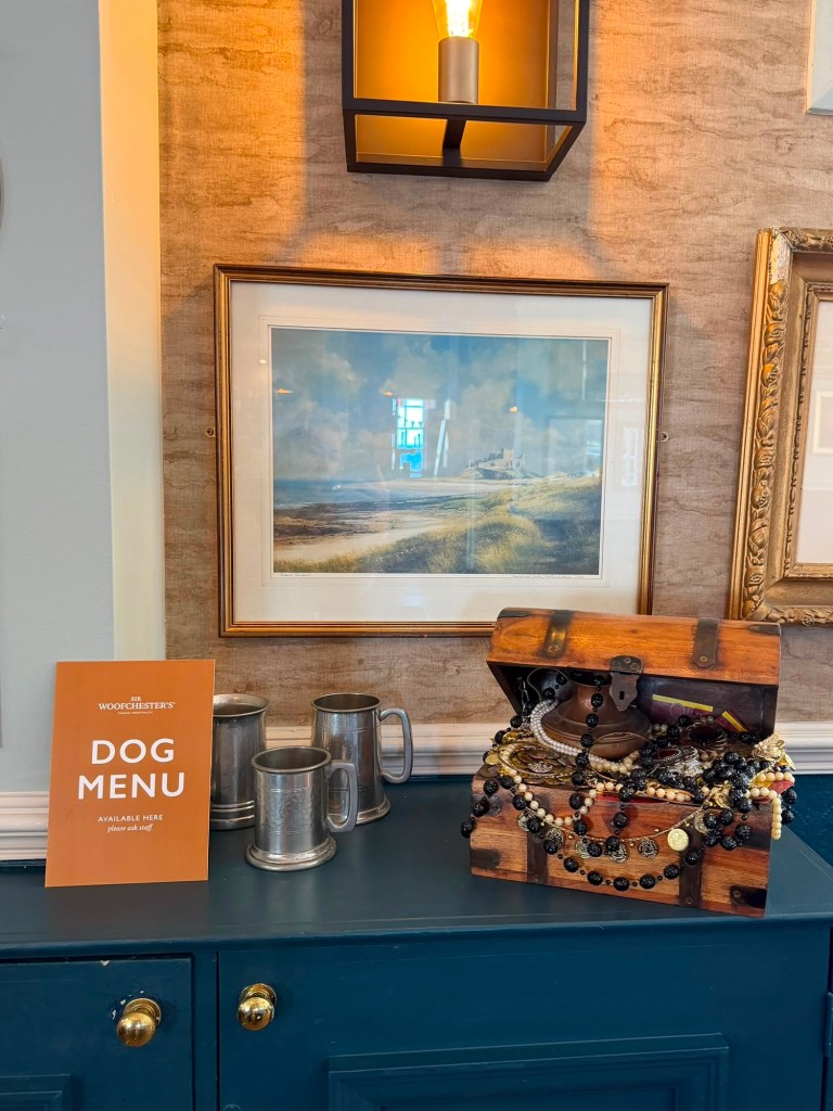 Coastal inspired dining area inside The Queen's Head Cullercoats