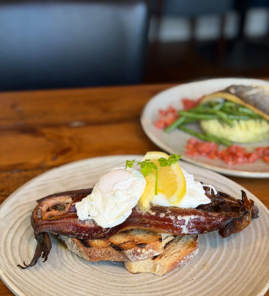 Craster kipper with poached eggs on toasted sourdough at The Queen's Head Cullercoats
